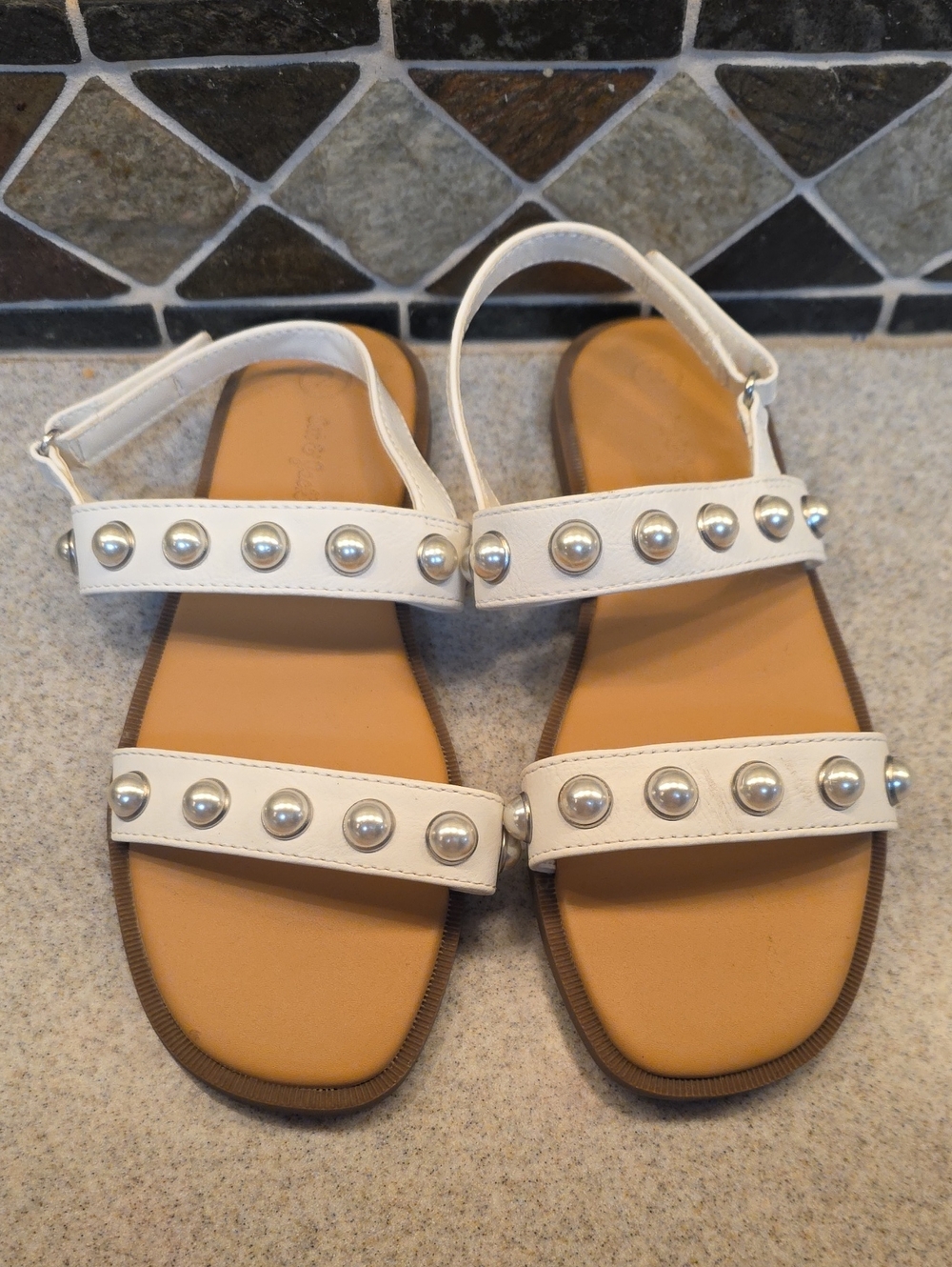 Cat & Jack White Studded Double-Strap Kids Sandals
